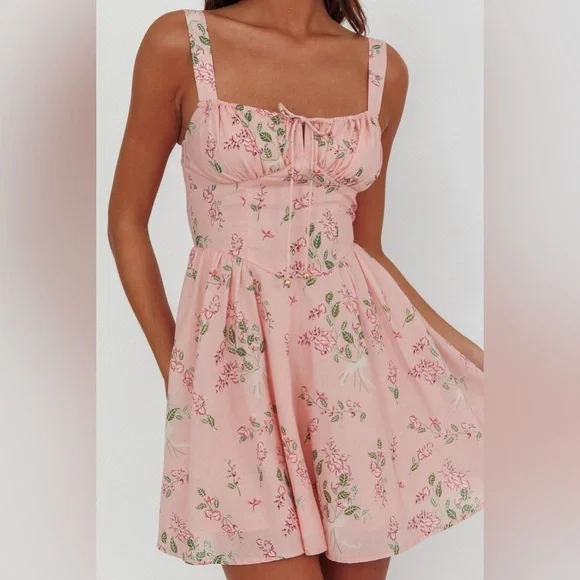 Brand new with tags Indikah size M Pink Floral Dress - Picture 4 of 6